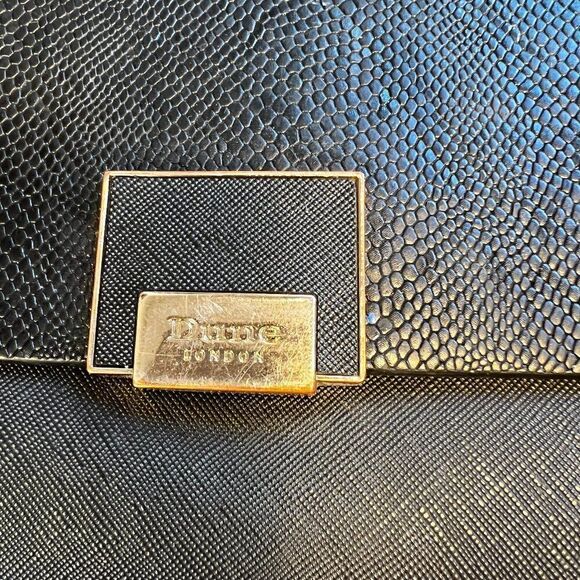 Dune London Black Faux Reptile Shoulder Bag with Gold Accents - Picture 3 of 16